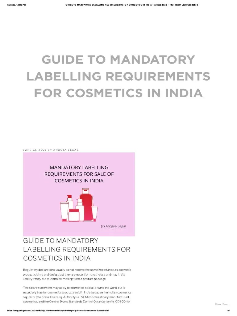 Guide To Mandatory Labelling Requirements For Cosmetics in India