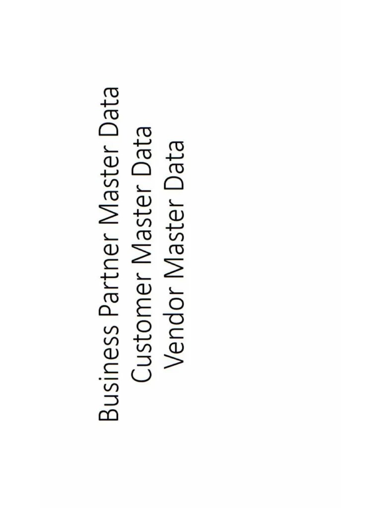 Business Partner Master Data Customer Master Data Vendor Master Data