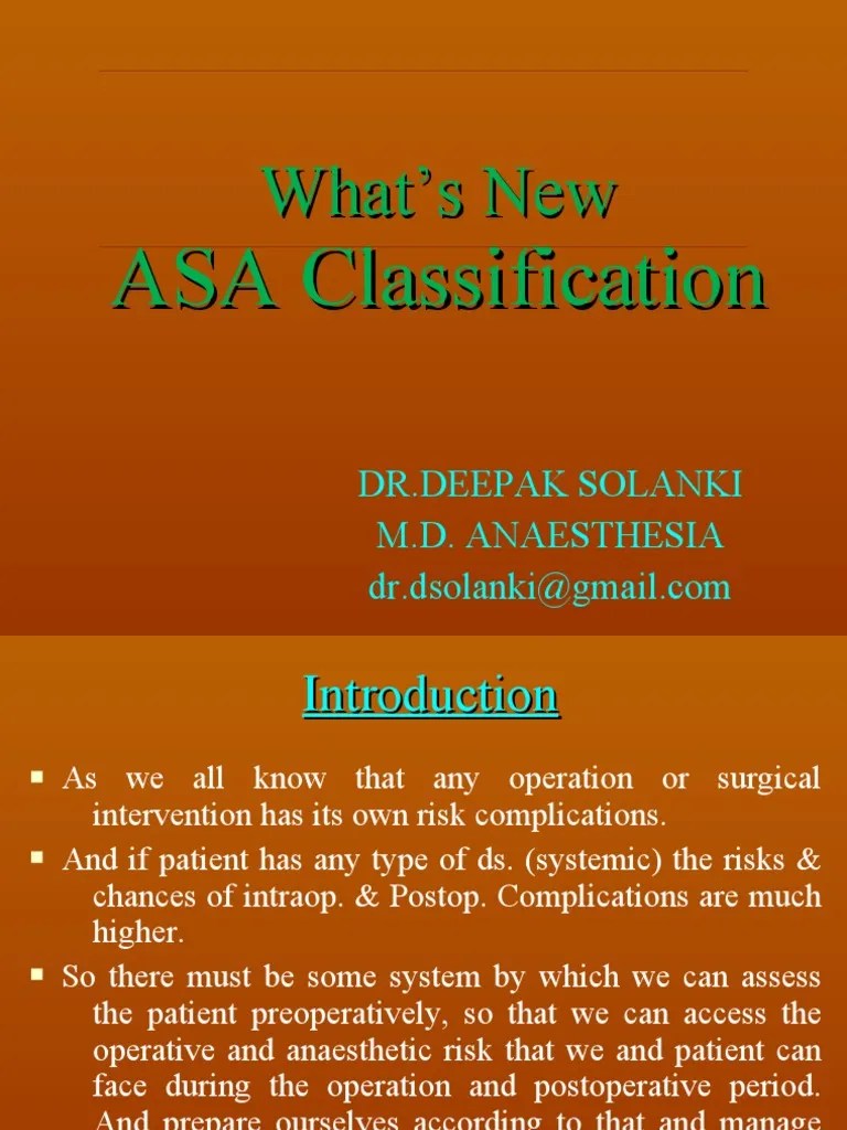 ASA Classification PDF Surgery Medicine