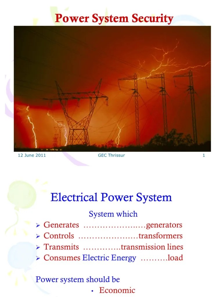 Power System S8 Power System Security PDF Electric Power System
