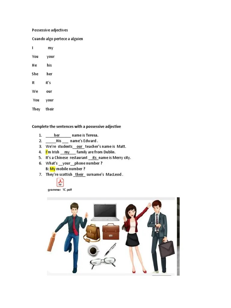 Possessive Adjectives | PDF