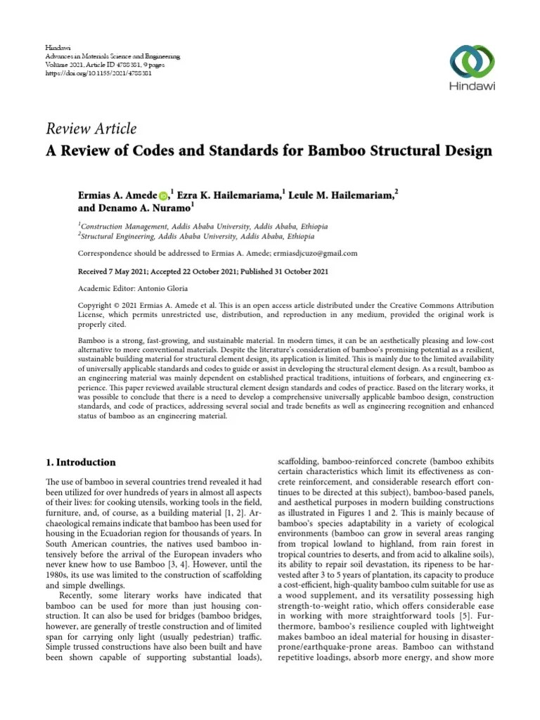 A Review of Codes and Standards For Bamboo Structural Design PDF