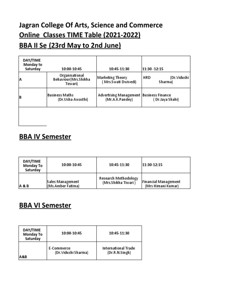 Online Classes Time Table (2) PDF