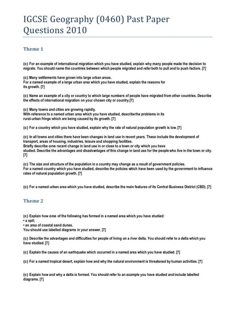 IGCSE Geography (0460) Case Study Past Paper Questions Industries Hazards