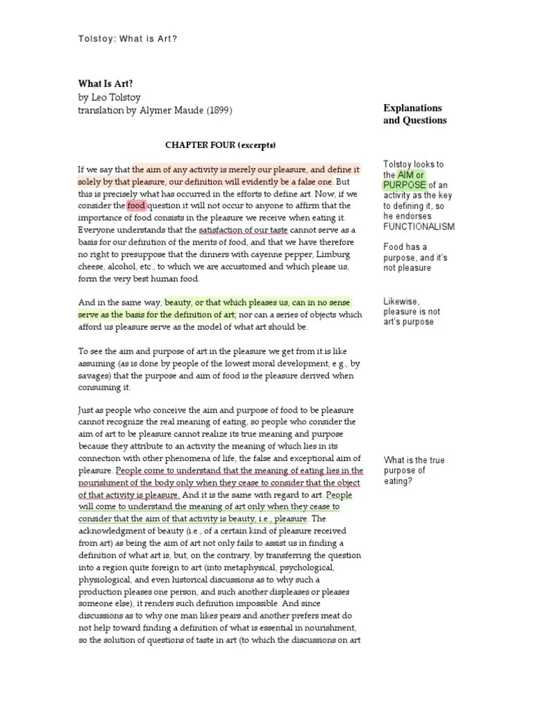 Tolstoy What Is ArT PDF Feeling Pleasure