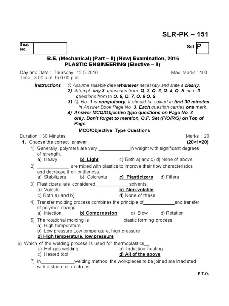 Plastic University MCQ Merged PDF Welding Construction