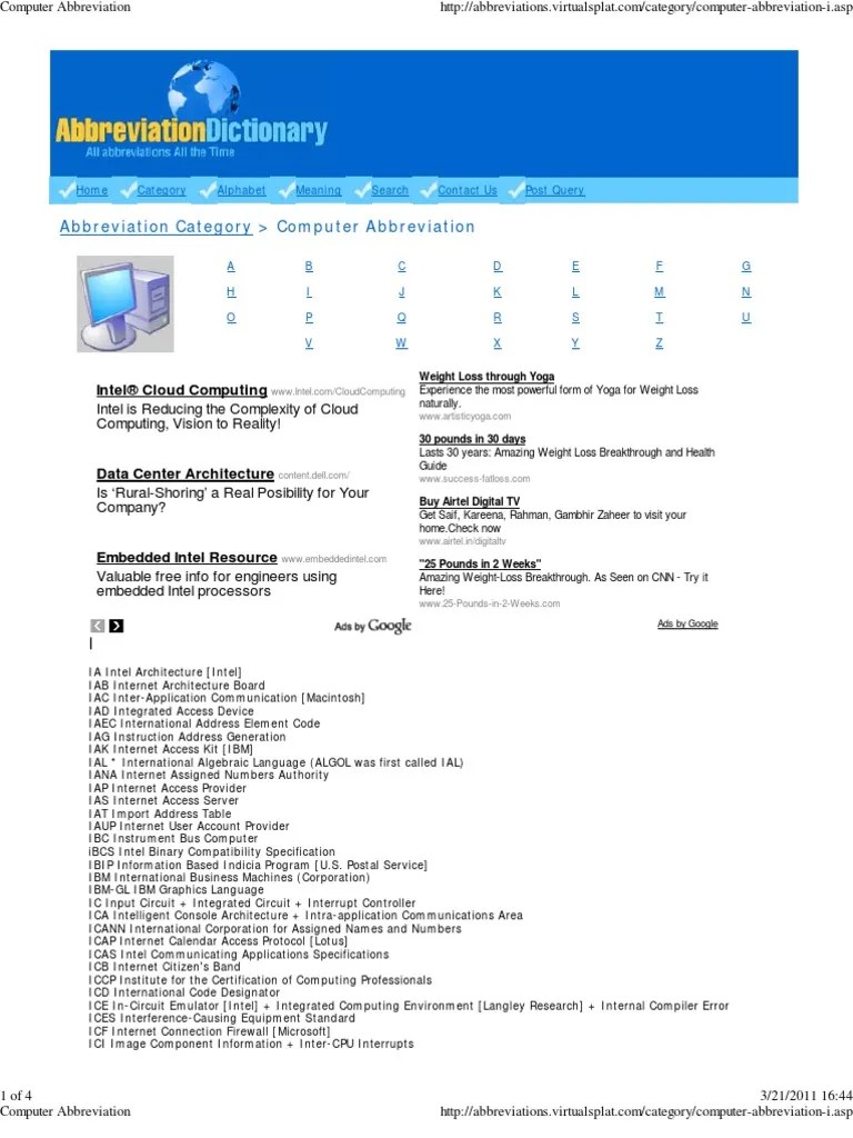 Computer Abbreviation I Communications Protocols