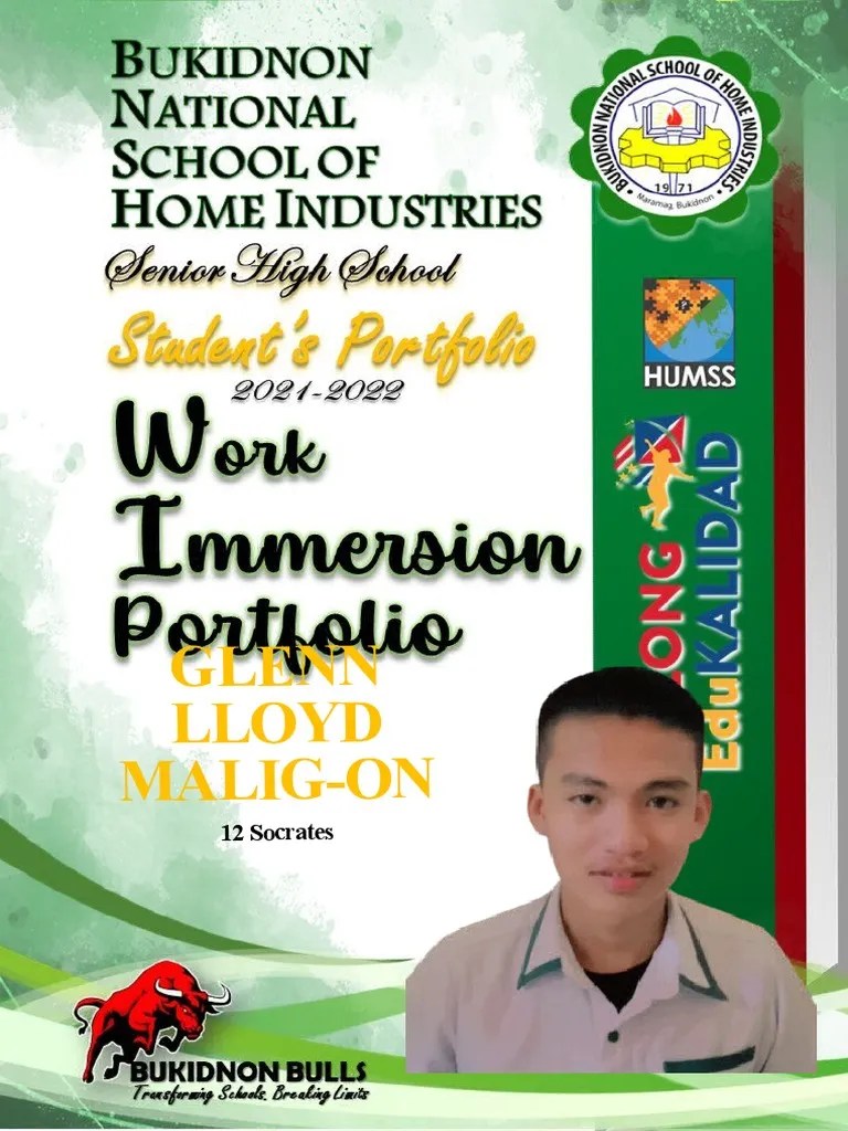 Work Immersion Portfolio Sample Humss Printable Templates Free
