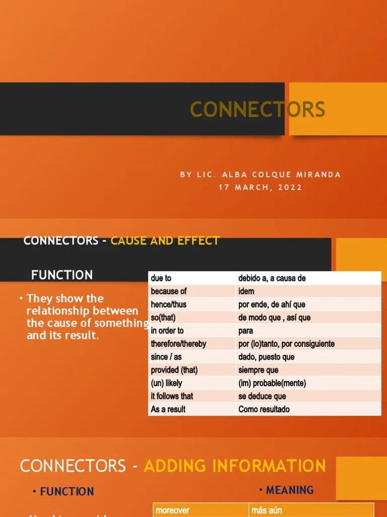 Connectors Functions and Meaning PDF