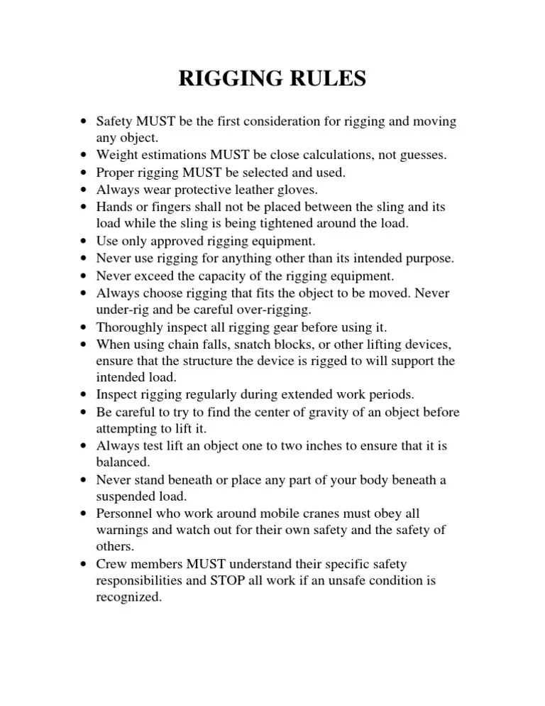 Rigging Rules PDF