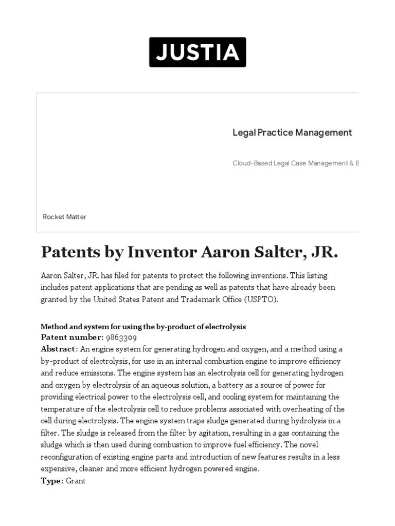 Aaron Salter, JR. Inventions, Patents and Patent Applications Justia