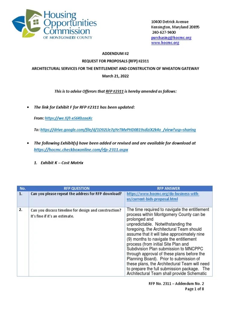 Architectural Services RFP for the Entitlement and Construction of the