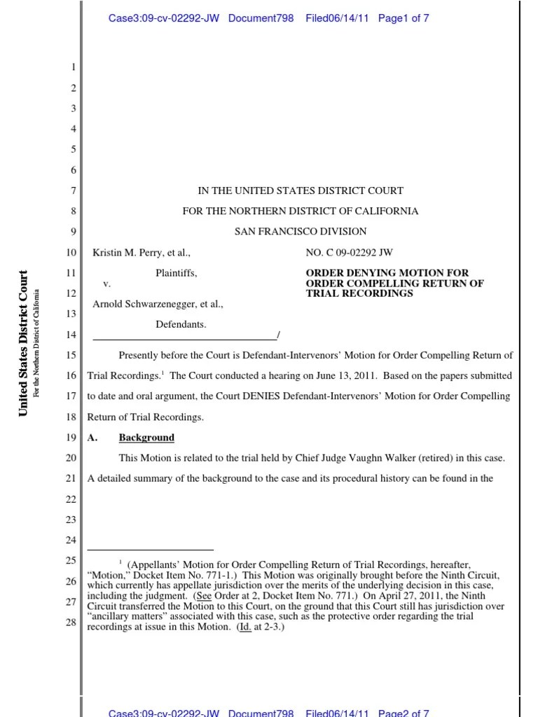 Order Denying Motion For Order Compelling Return of Trial Recordings