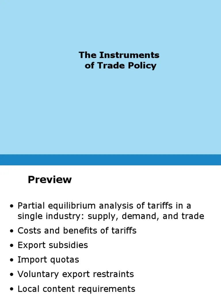 The Instruments of Trade Policy PDF Economic Surplus Subsidy