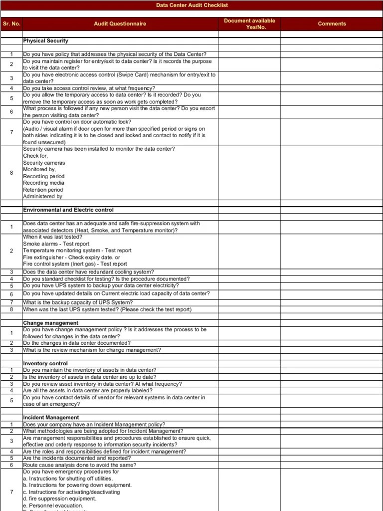 Network Audit Template Excel