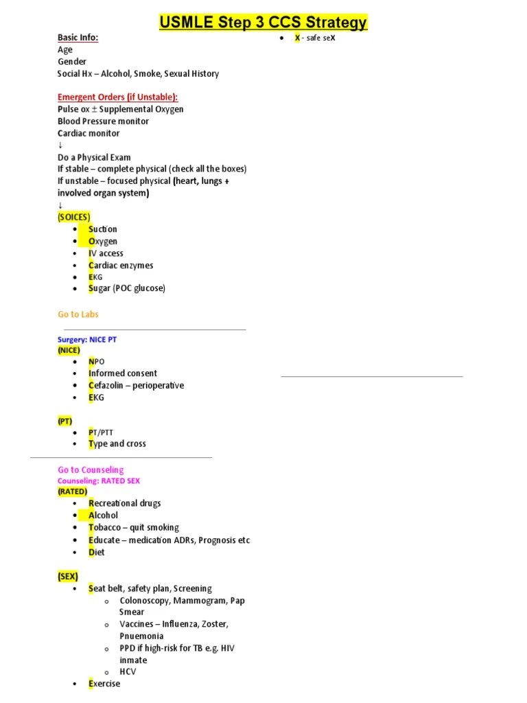 USMLE Step 3 CCS Strategies PDF Physical Examination Diseases And Disorders