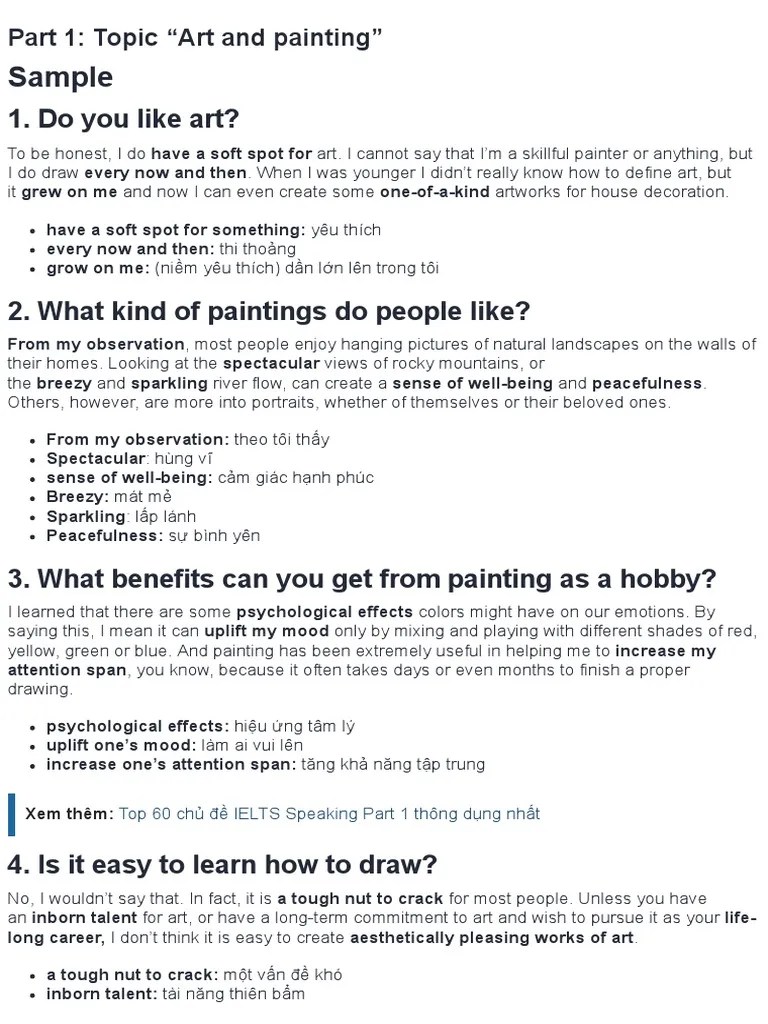 Sample 1. Do You Like Art? PDF Paintings The Arts