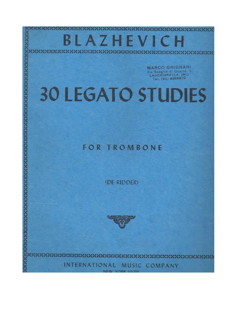 Blazhevich 30 Legato Studies For Trombone PDF
