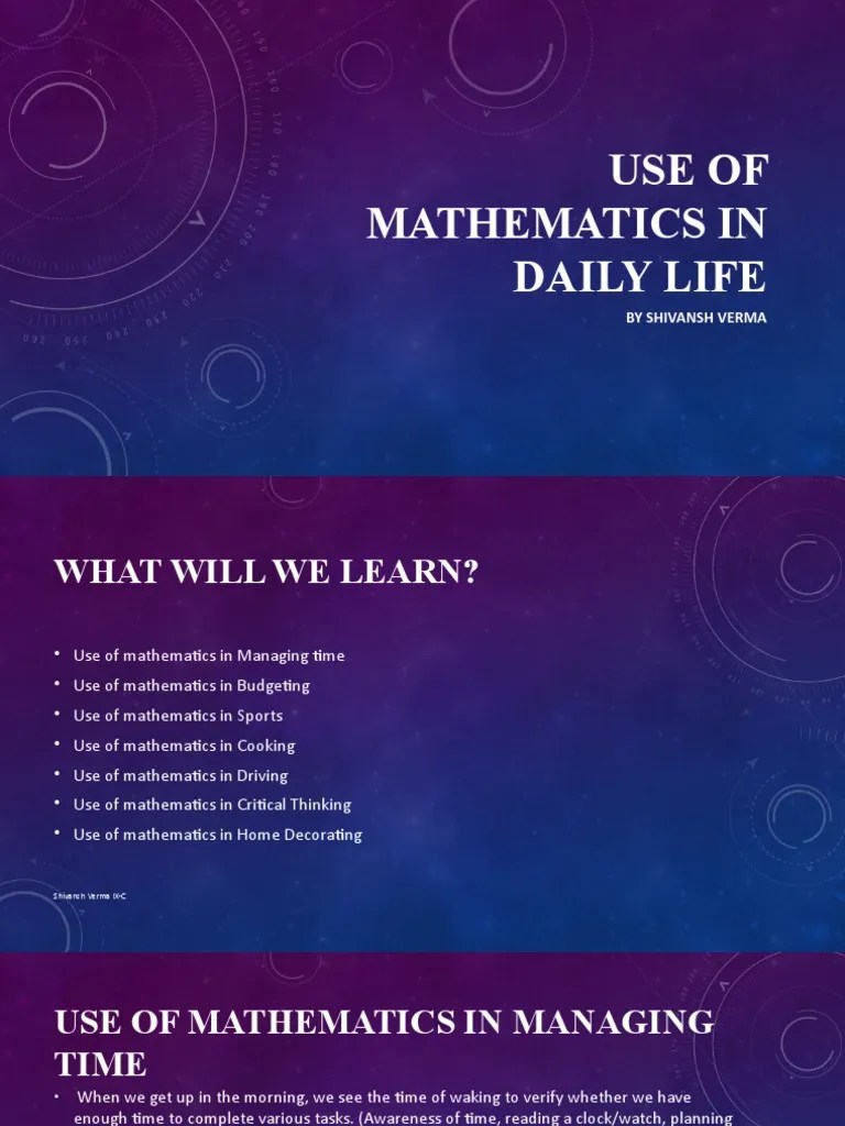 Use of Mathematics in Daily Life PDF Mathematics Teaspoon