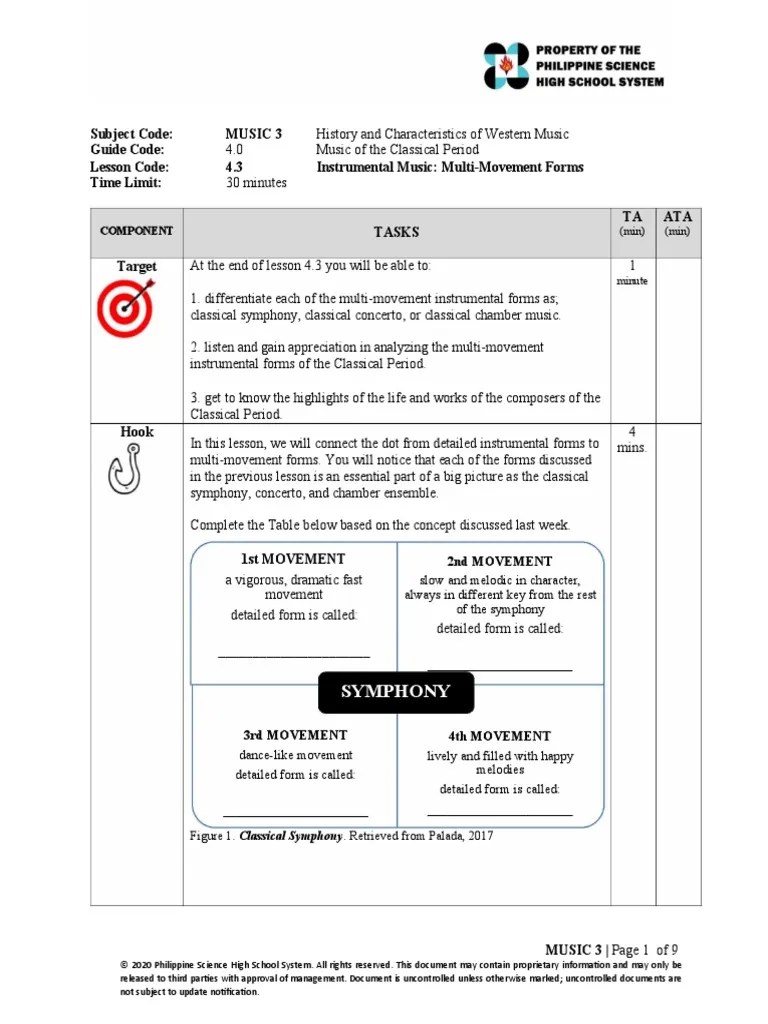 LESSON 4.3 Instrumental Music MultiMovement Forms PDF Concerto Symphony