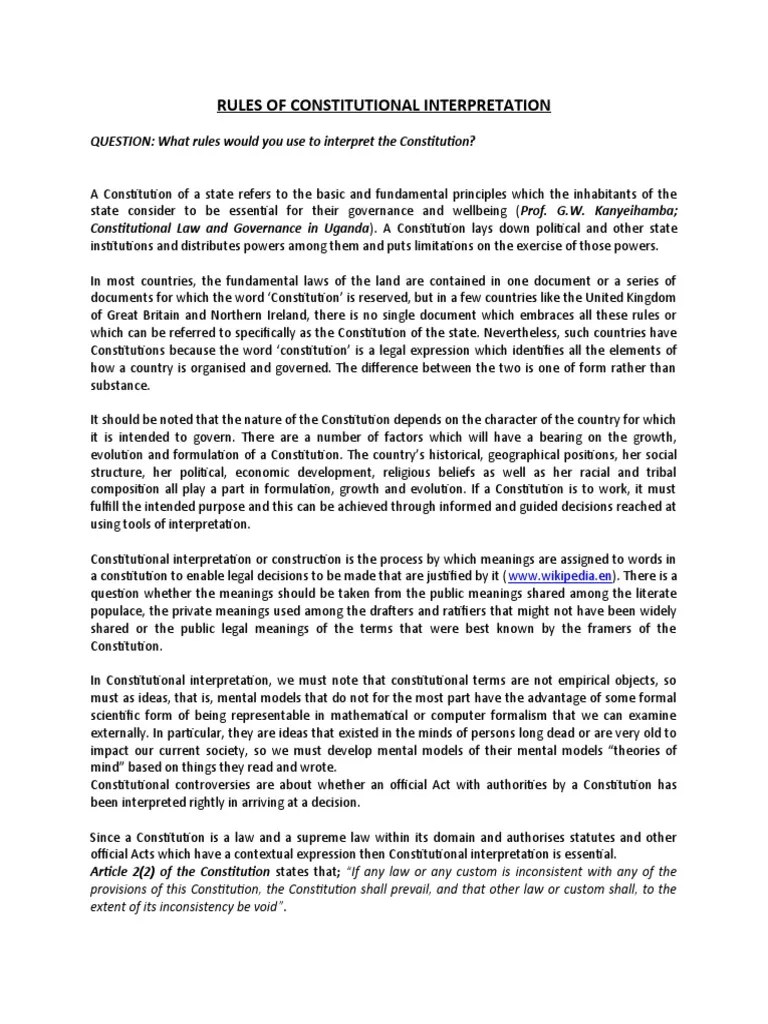 Rules of Constitutional Interpretation1 PDF Statutory