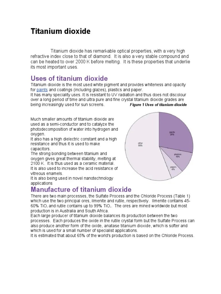 Uses of Titanium Dioxide PDF Titanium Dioxide Titanium