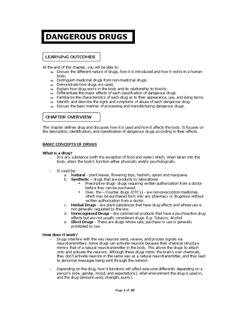 Dangerous Drugs Learning PDF Morphine Heroin