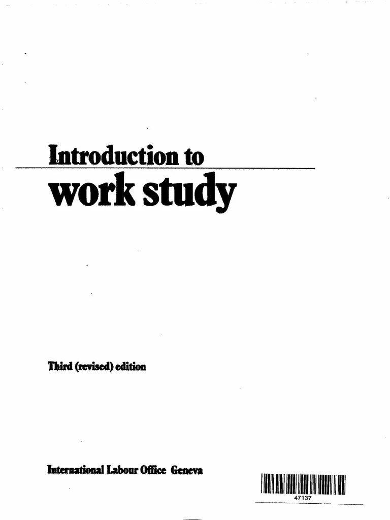 Intro To Work Study by ILO PDF Economies
