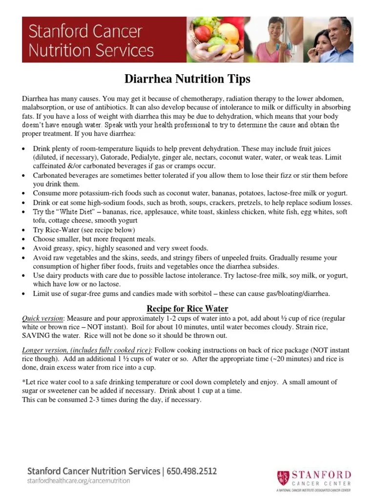 Diarrhea Nutrition Tips Recipe For Rice Water PDF Diarrhea Foods