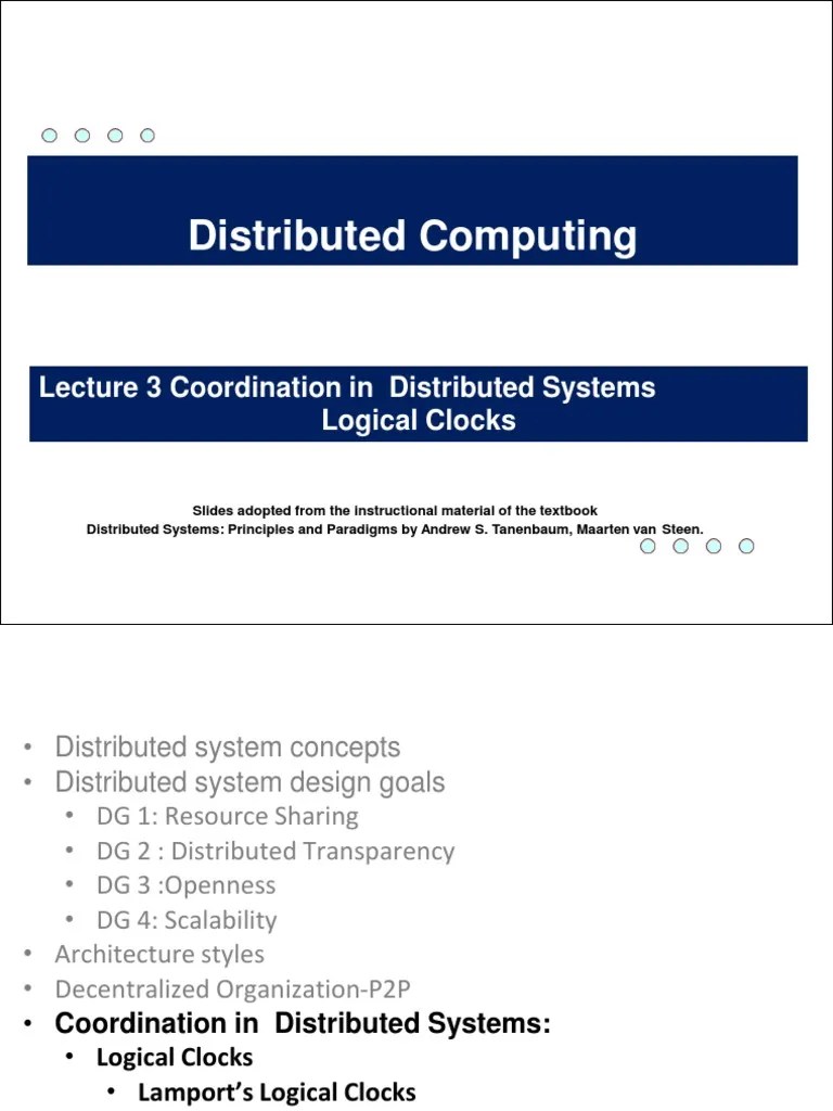 Distributed Computing Lecture 3 Coordination in Distributed Systems