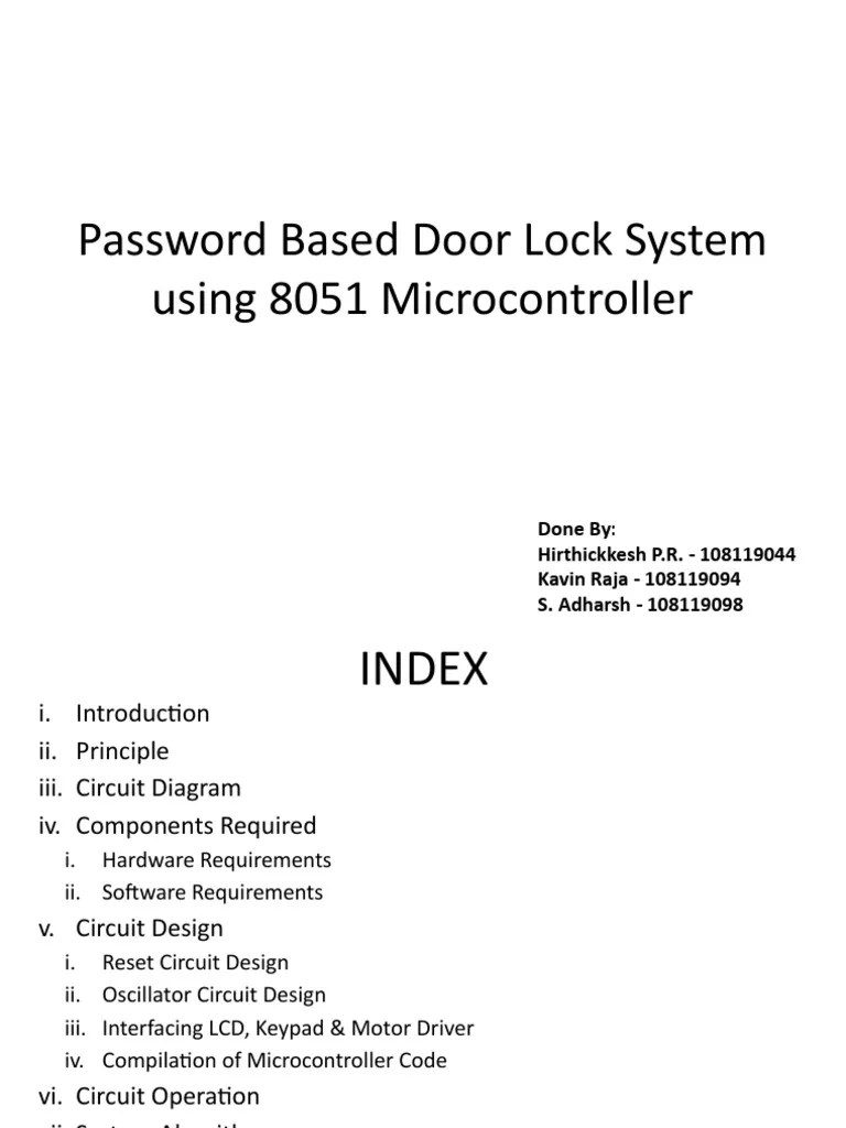 Password Based Door Lock System Using 8051 Microcontroller PDF