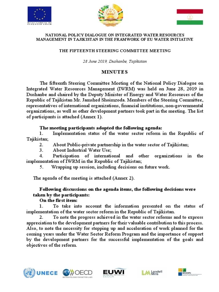 Minutes_NPD_SC_15th_ENG PDF PublicPrivate Partnership Water Supply