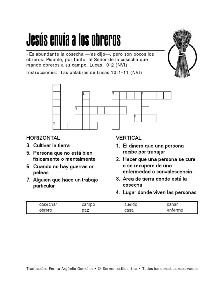 Jesus Sends Out Workers Esp Crossword PDF