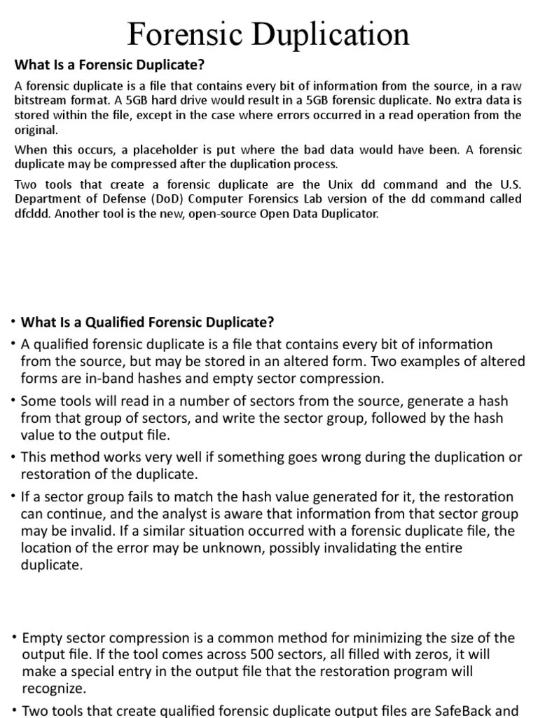 Forensic Duplication What Is A Forensic Duplicate? PDF
