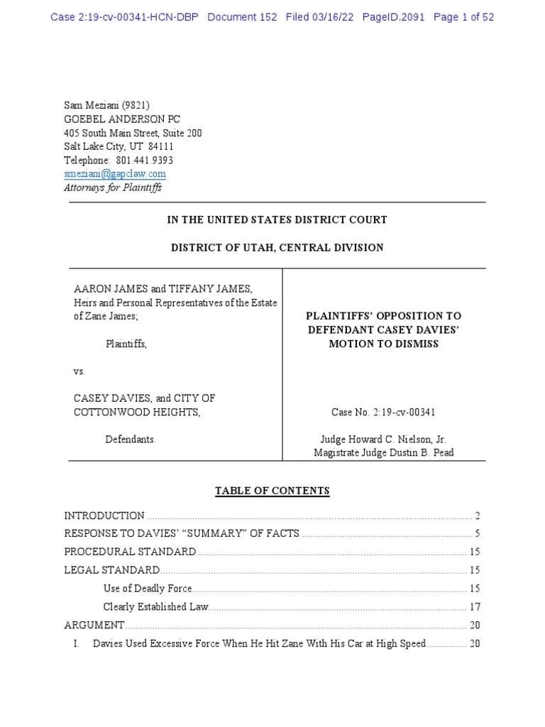 Pltf's Opposition To Casey Davies' Motion To Dismiss PDF Federal