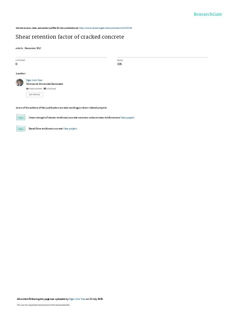 Shear Retention Factor of Cracked Concrete December 2017 PDF