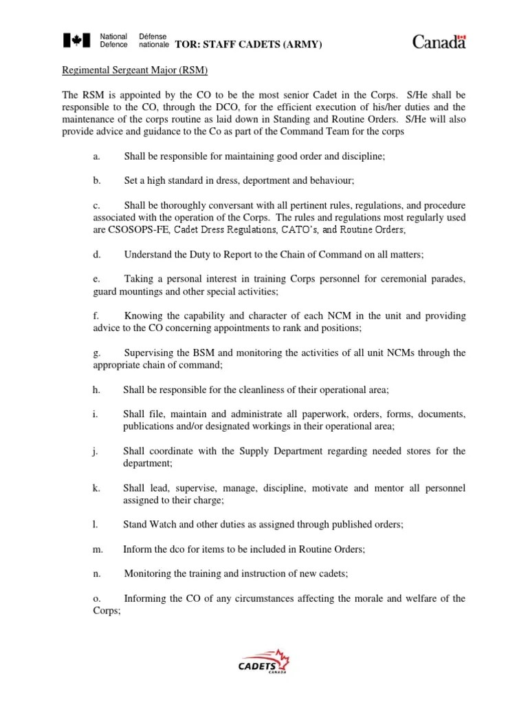 terms_of_reference__nco_army__2018_ PDF Non Commissioned Officer Cadet