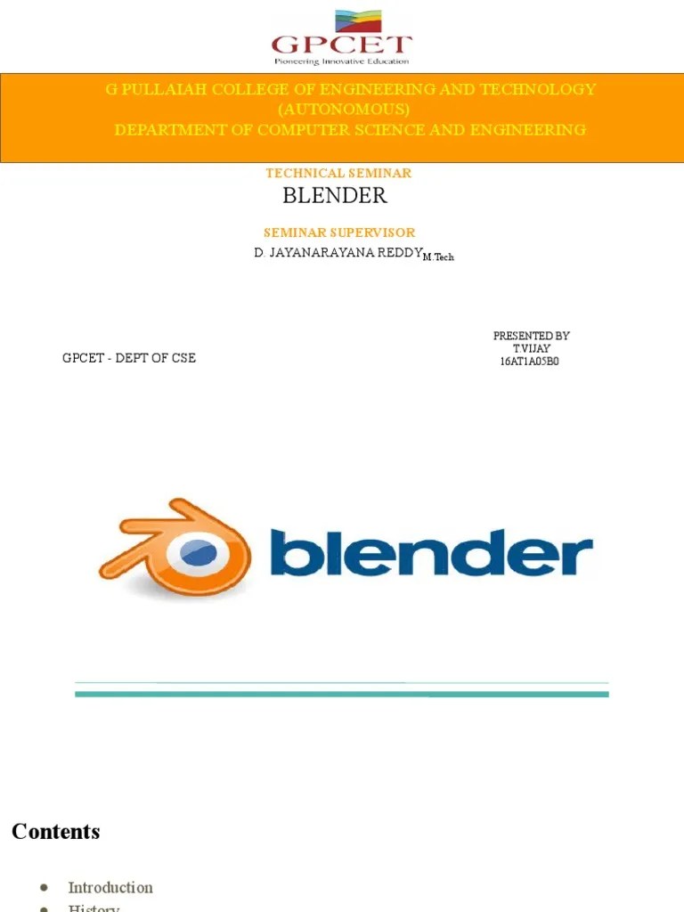 An Overview of the Open Source 3D Creation Software Blender Focusing