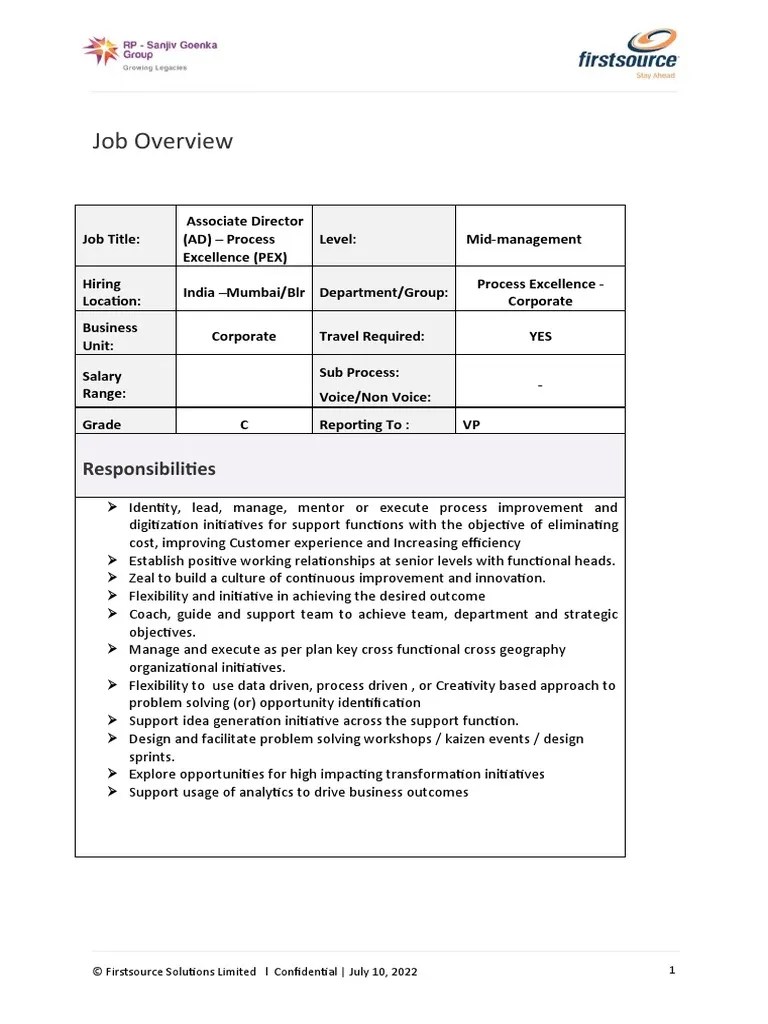 JD AD Process Excellence Collections PDF Analytics Project
