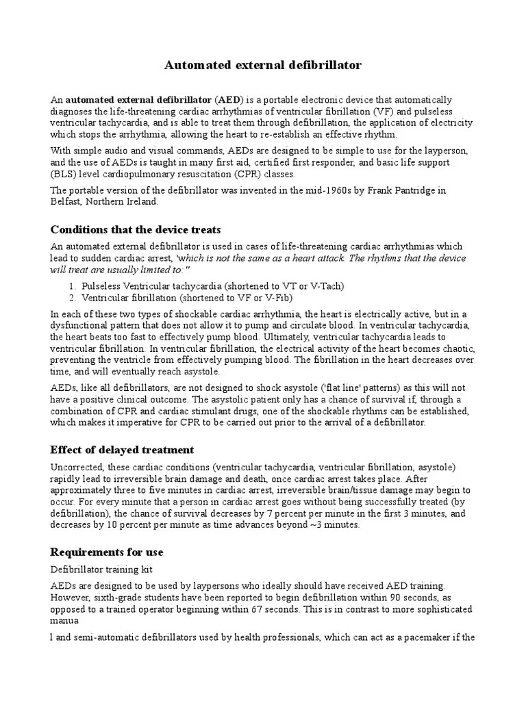 Instrument Automated External Defibrillator PDF Cardiac Arrest Medicine