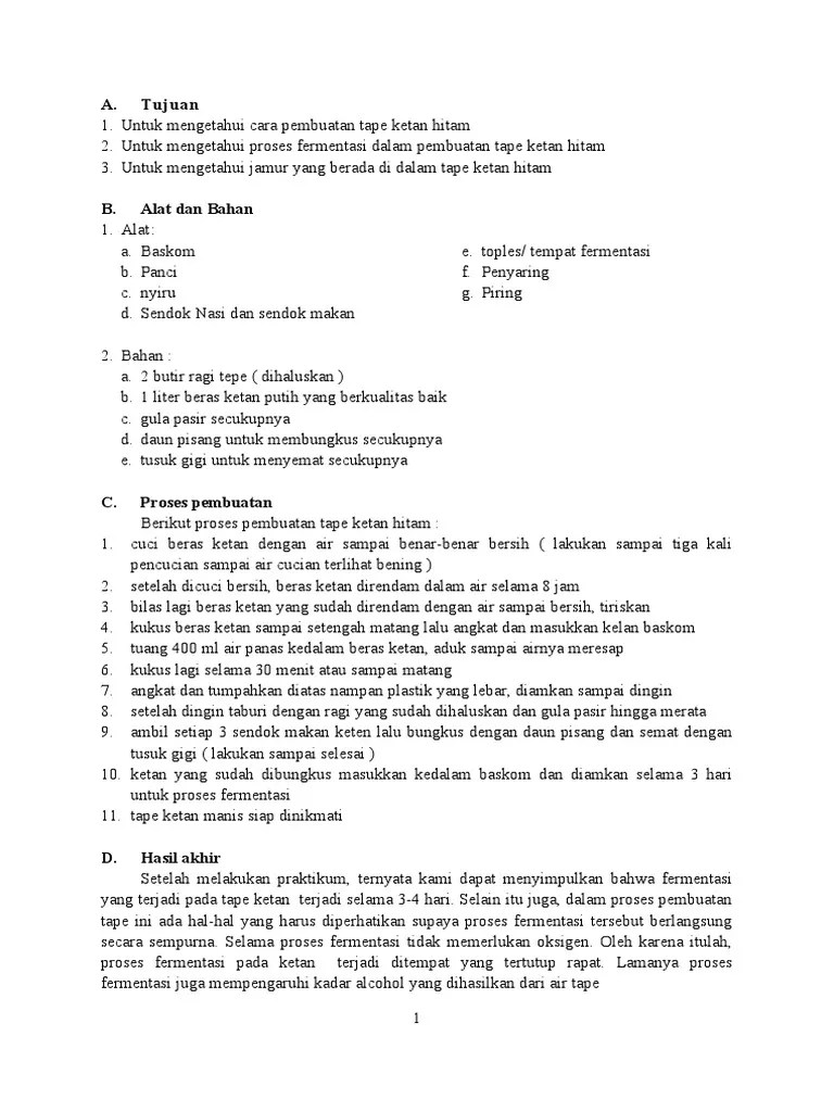 Laporan Praktikkum Pembuatan Tape Ketan Hitam PDF