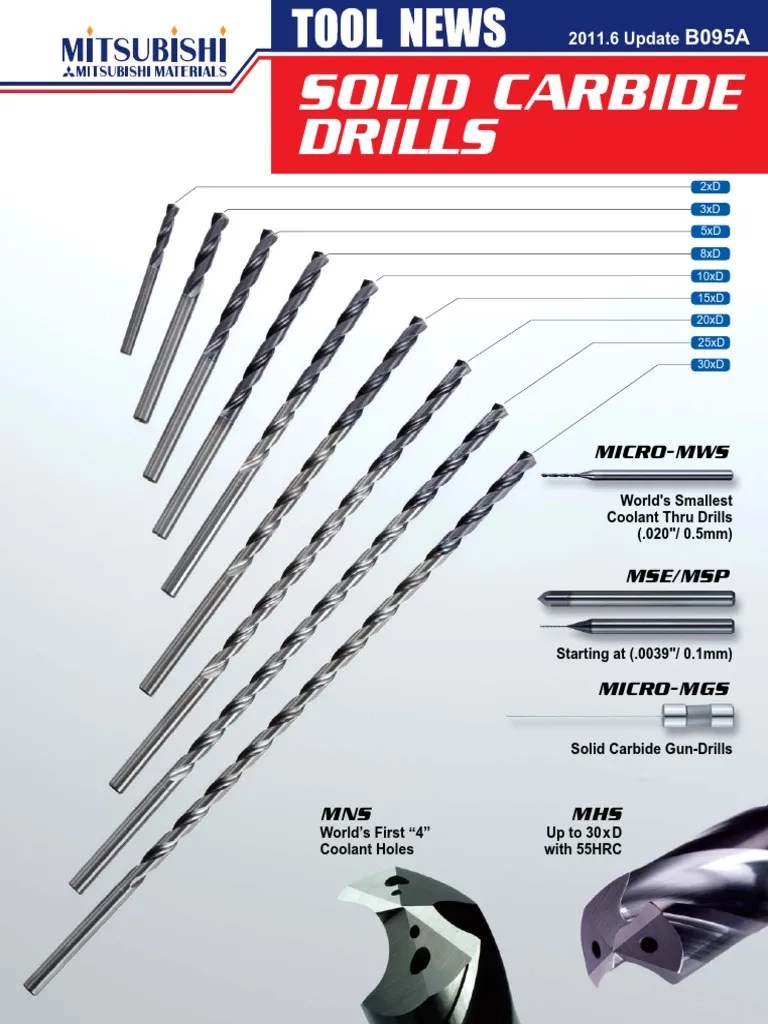 Drills Selection Chart, by Mitsubishi Material PDF Drilling Drill
