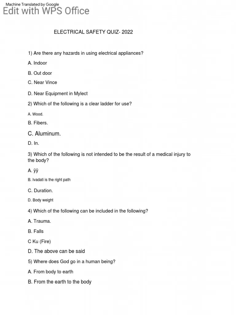 Electrical Quiz PDF Electrical Engineering Electricity
