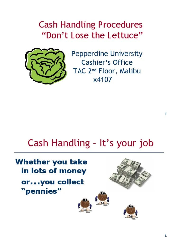Cash Handling Procedures PDF Cash Cheque