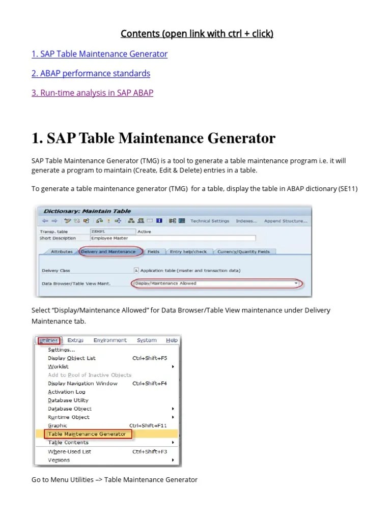 SAP_Table_Maintenance_Generator PDF Database Index Databases