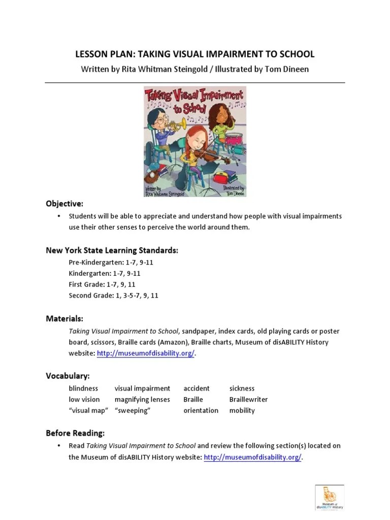 14.LESSONPLANTakingVisualImpairmenttoSchool PDF Visual