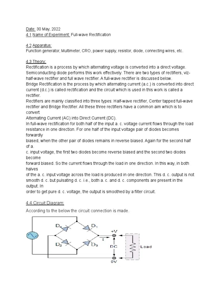 Full wave rectification lab report PDF