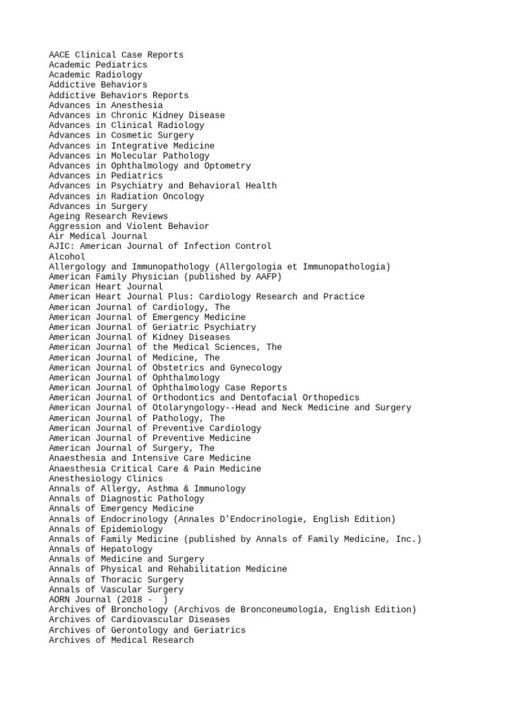 ClinicalKey Journals List PDF Medicine Cardiology