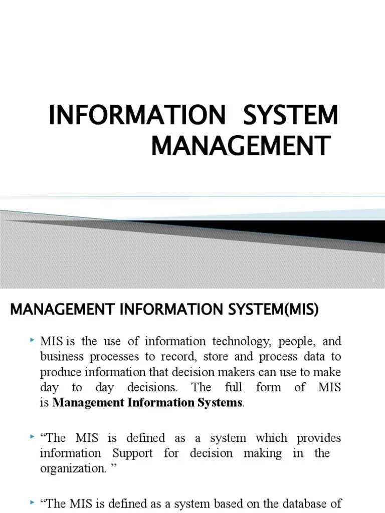 MIS LECTURE Unit 1 2022 2 PDF Information System Management