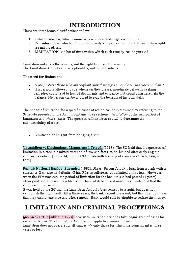 Limitation and Court Fees Act PDF Lawsuit Statute Of Limitations